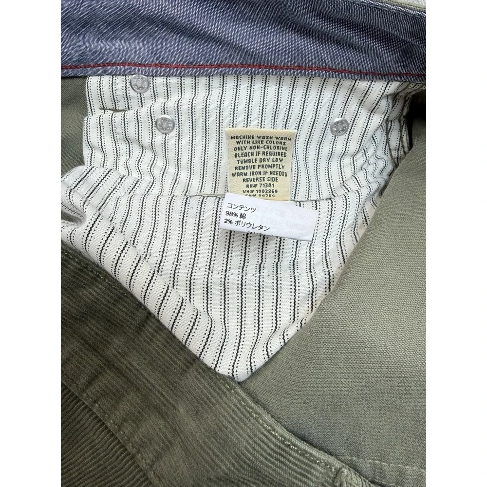 L.L.Bean Corduroy Pants Mens 36x29 Green Natural Fit Stretch Cotton